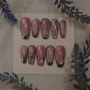 Glittery Pink Press-On Nails